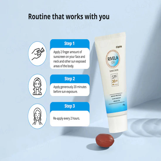Rivela Sunscreen Gel SPF 30+ PA+++, 60gm - Image 6